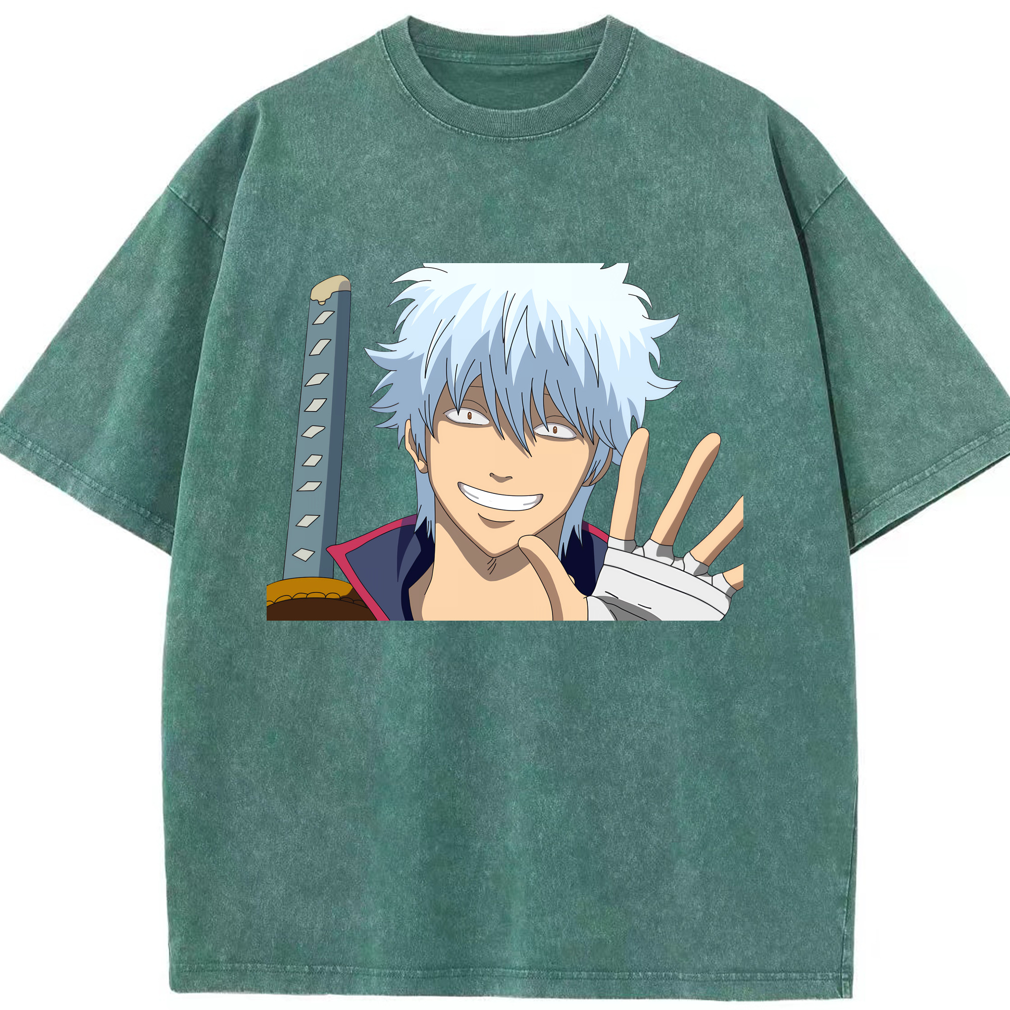 （画像用） ぎんたま 坂田銀時（さかたぎんとき） 神楽 志村新八（しむら しんぱち） GINTAMA Sakata Gintoki Kagura Shimura Shinpachi 綿100% ヴィンテージ風 半袖Tシャツ（フロントプリント）